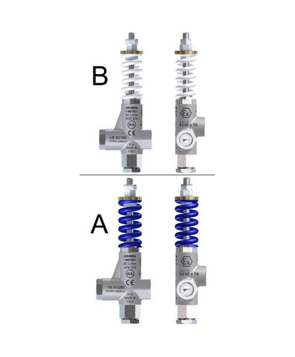 Válvula de seguridad VS 80/280 ATEX AISI 316 Tóricas Vitón Tipo A