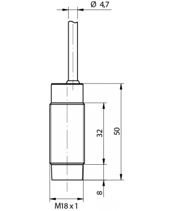 Indutivo 3/D18 detecção 8mm cabo 2m não Enrasable