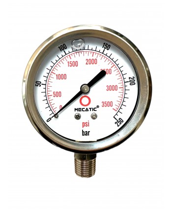 Pressure gauge 0-250 bar 1/4" radial